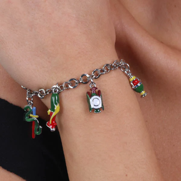 Bracciale I love Sicily in Metallo maglia a rolò con simboli carte siciliane pendenti 3571636